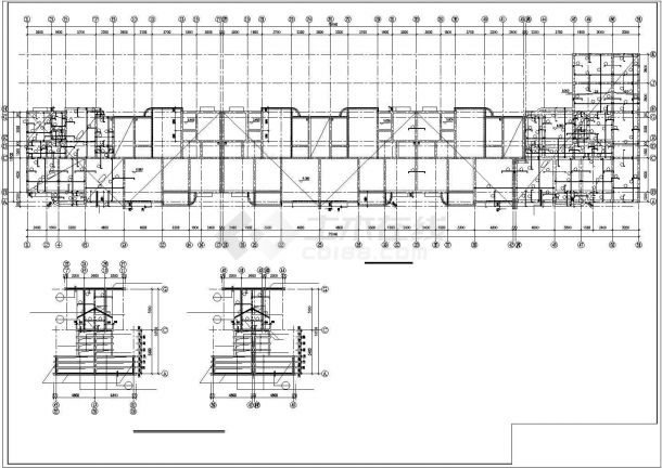 经典型底框住宅建筑结构施工设计cad图纸-图二