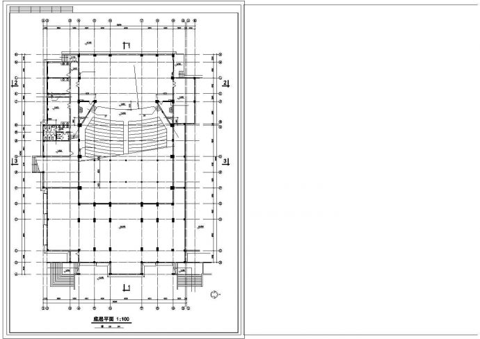 某报告厅建筑设计施工cad方案图纸_图1