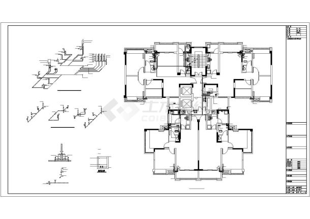 昆山市某小区9层砖混结构住宅楼全套给排水设计CAD图纸（含机房层）-图一