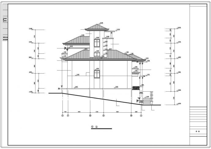 某三层带天台别墅设计建筑cad施工图纸_图1