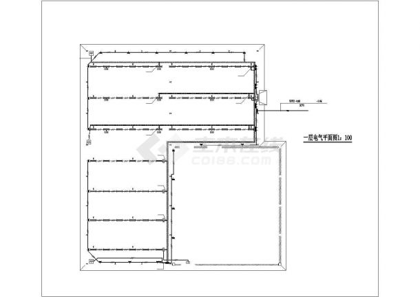 北京某1100平米单层轻钢结构百货超市电气设计CAD图纸-图二