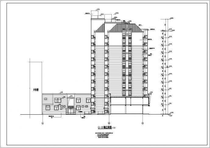 青岛某高层电梯住宅楼建筑工程设计cad图纸（含设计说明）_图1