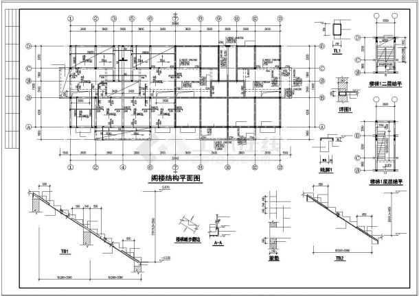 某地三层住宅楼混合结构cad施工图纸-图二