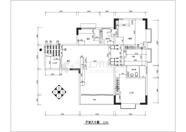 某住宅小区样板房室内装饰cad施工图-图二