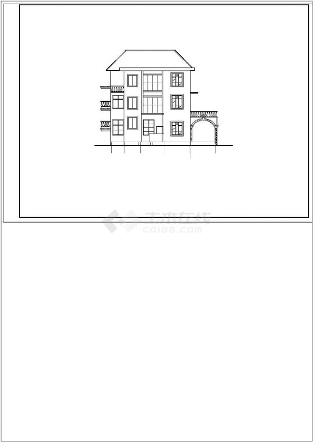 整套别墅建筑设计施工cad图纸(附效果图)-图二