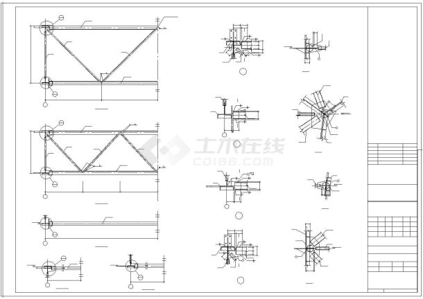35m结构式门式钢结构工程CAD施工图纸-图二
