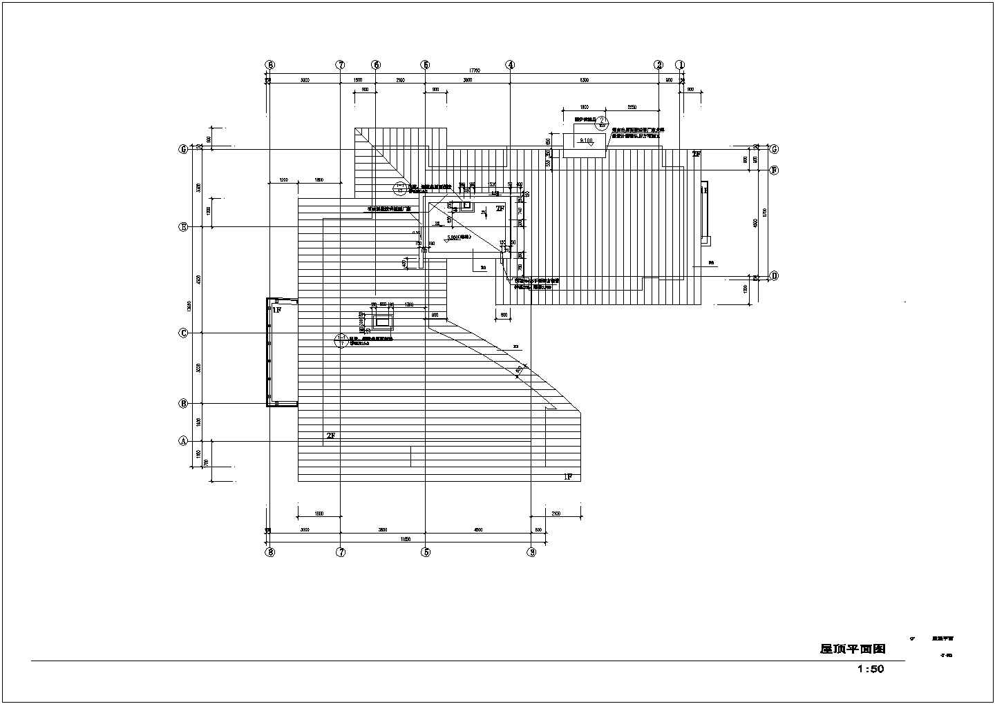 某二层框架结构豪华型别墅设计cad全套建施图（甲级院设计）