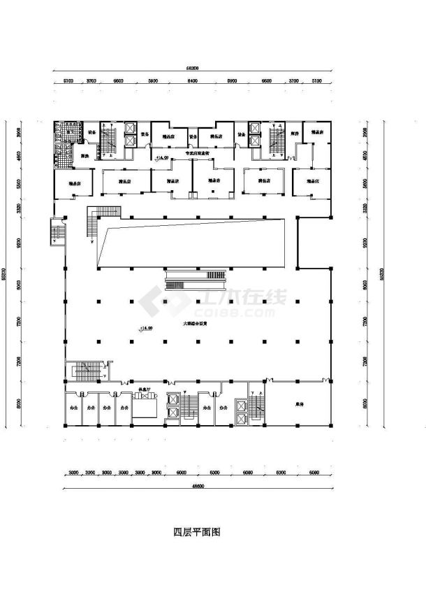 某4层大型商场建筑设计CAD方案图（含地下室设计）-图二