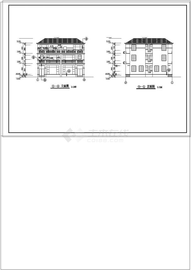 某别墅建筑设计cad施工图含效果图纸-图一