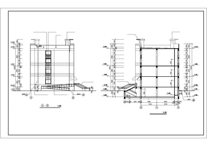 某城镇3层商场建筑设计CAD平面图（含半地下室设计）_图1