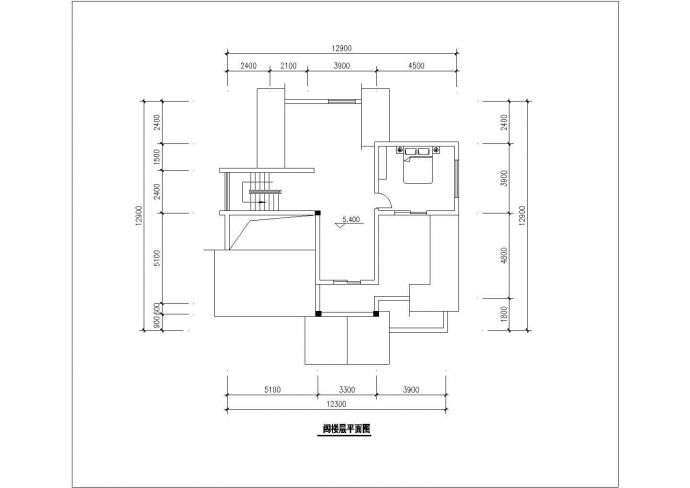长12.9米 宽12.6米 2+1阁楼层237.5平米别墅建筑方案设计图【平立】.cad_图1