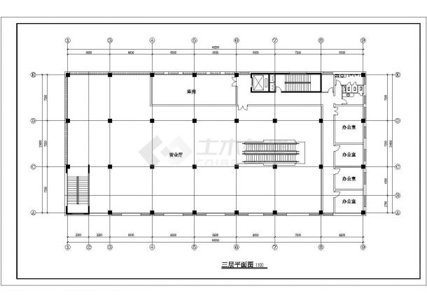 3层小型商场建筑设计CAD方案图-图二