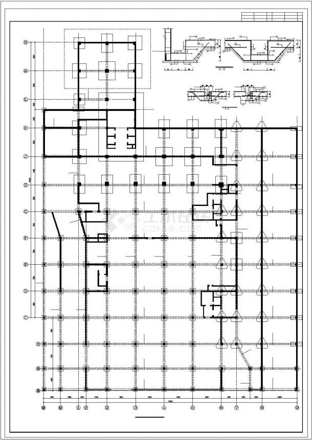 某地2层地下室建筑结构设计施工cad图纸-图一