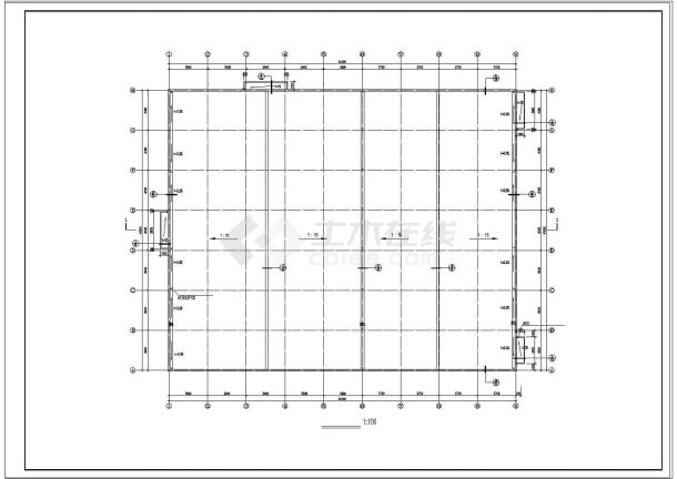 厂房设计_某单层钢结构厂房全套建筑施工cad图纸-图二