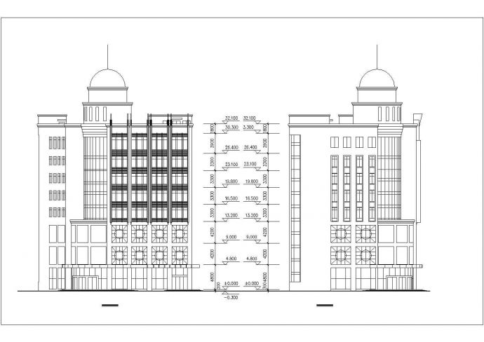 1.1万平米8层框架结构三星级酒店平立面设计CAD图纸（含地下1层）_图1