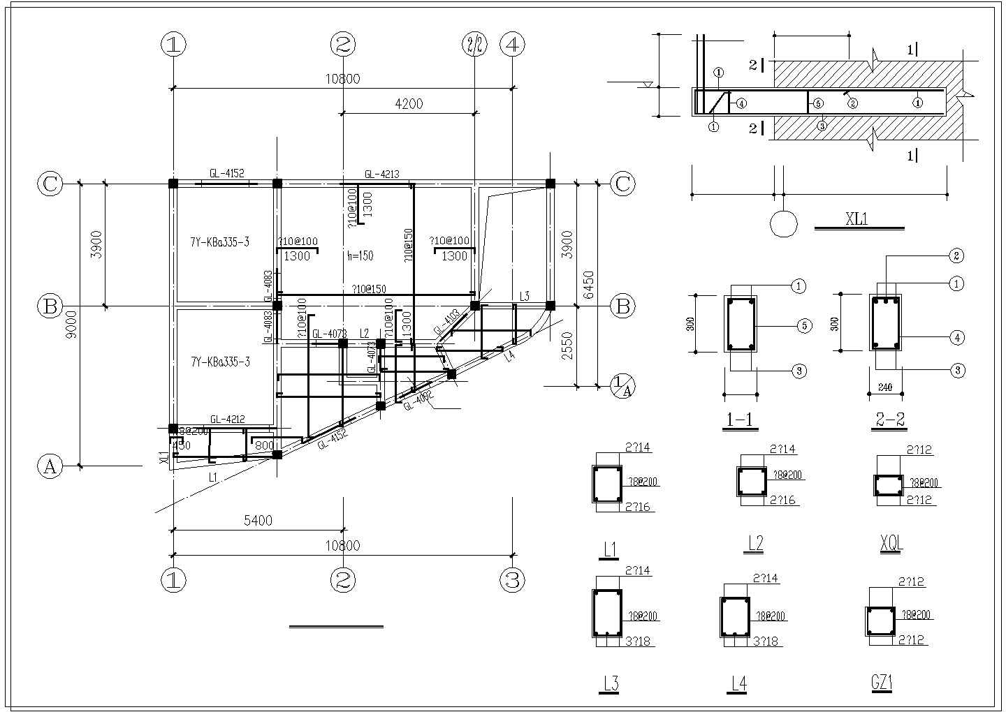 某底框结构住宅楼建筑设计施工cad图纸