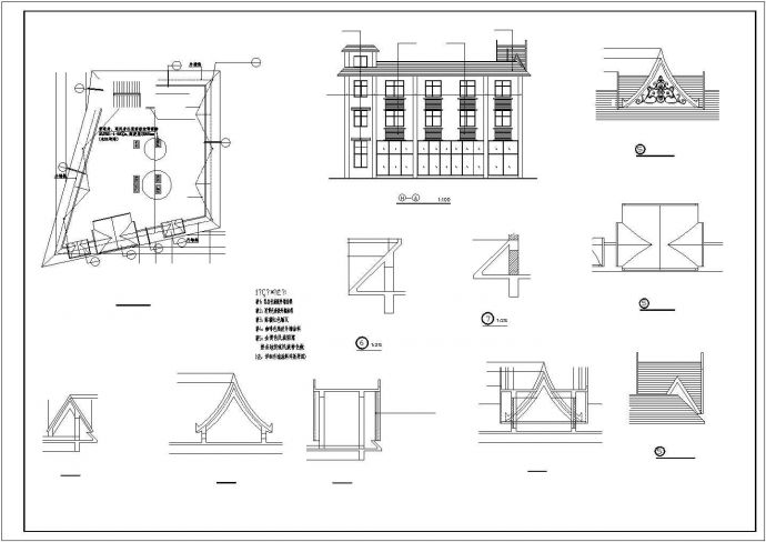 750平米3层框架结构小型旅馆建筑设计CAD图纸（底层商铺）_图1