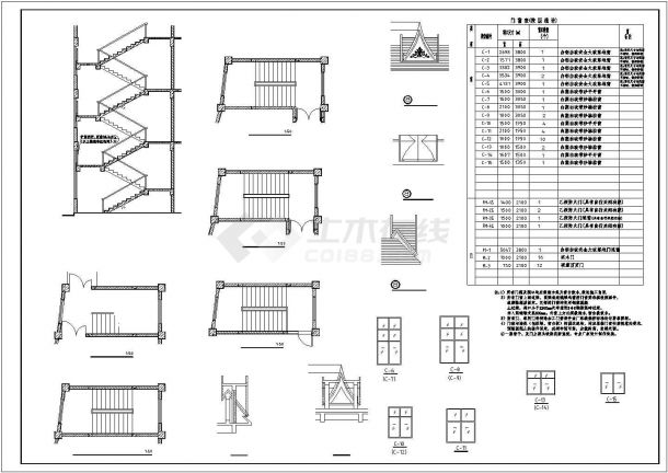 750平米3层框架结构小型旅馆建筑设计CAD图纸（底层商铺）-图二