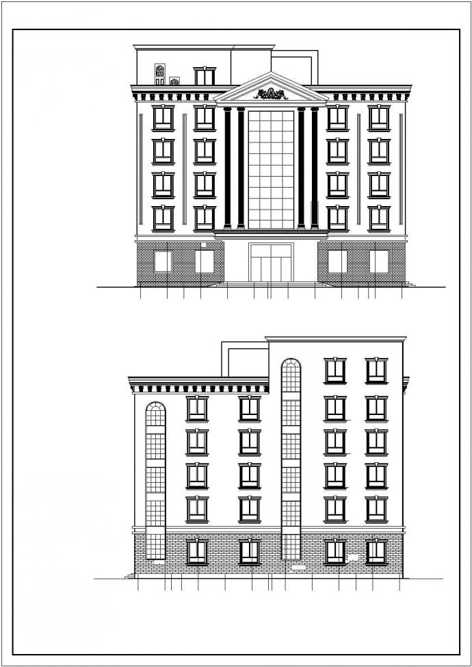 2700平米7层框混结构商务酒店全套平立剖面设计CAD图纸_图1