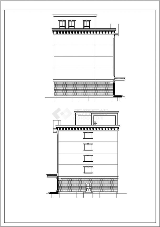 2700平米7层框混结构商务酒店全套平立剖面设计CAD图纸-图二