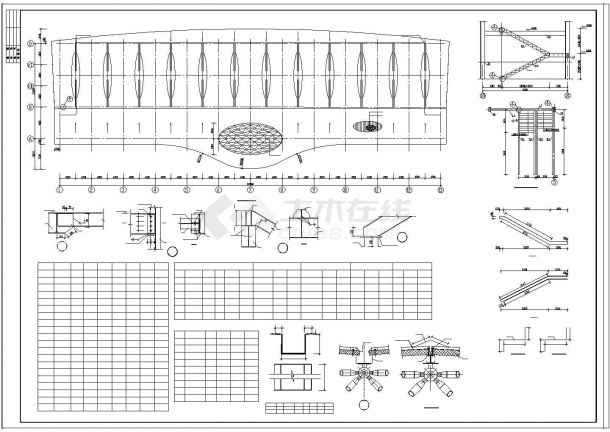 钢结构框架汽车城结构设计cad施工图-图一