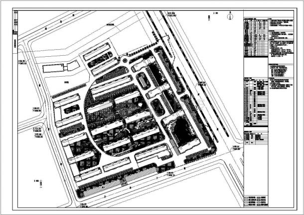 某现代高档居住小区规划设计cad总平面施工图（含技术经济指标，含设计说明）-图二