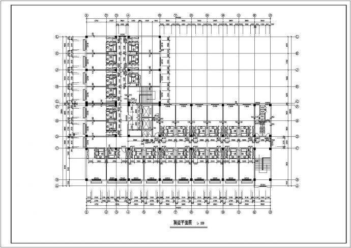 杭州某商业街5100平米6层混合结构商务宾馆平立剖面设计CAD图纸_图1