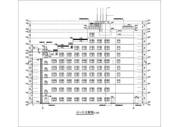 某大型11层框架结构商务酒店全套建筑设计CAD图纸-图一