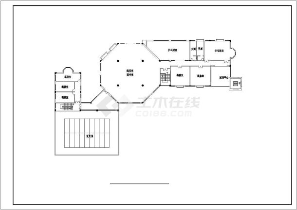 某新型小区现代会所建筑设计施工全套方案CAD图纸-图一