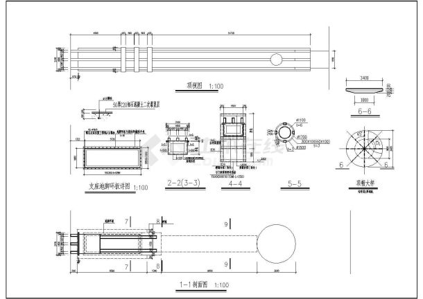 某现代新型大门建筑全套设计施工方案CAD图纸（含设计说明）-图二