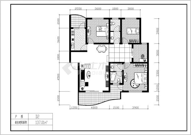 某现代新型高层建筑全套户型设计施工方案CAD图纸-图二