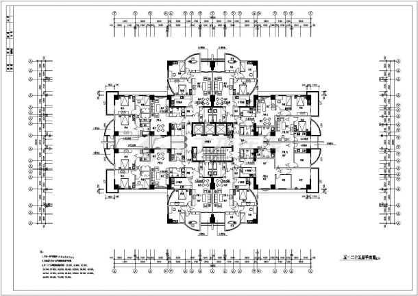 某现代新型小区高层住宅楼建筑全套户型设计施工方案CAD图纸-图一