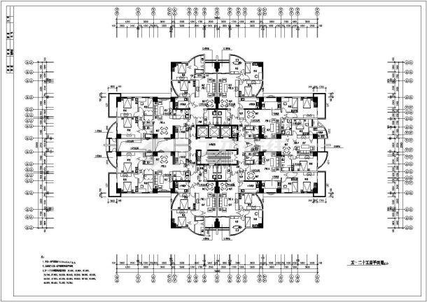 某现代新型小区高层住宅楼建筑全套户型设计施工方案CAD图纸-图二