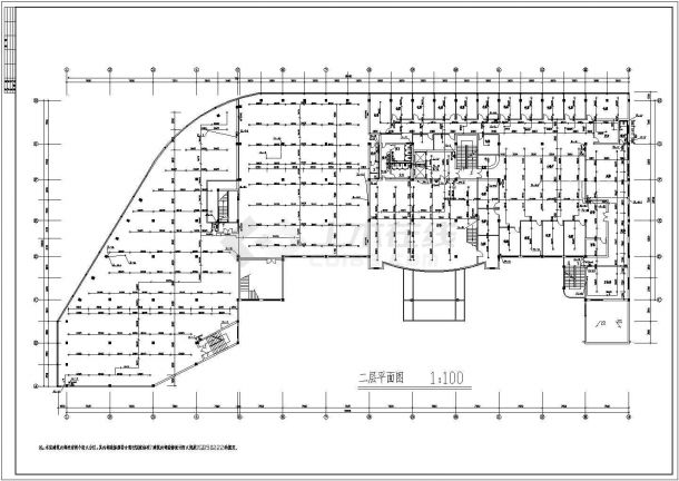 长98.8米 宽50.2米 11层宾馆给排水设计(各层平面图 给排水消防喷淋给水系统图)-图一