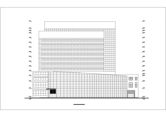 宜春市人民路临街13层框架结构商务酒店平立面设计CAD图纸_图1