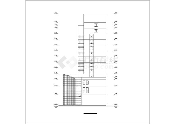 宜春市人民路临街13层框架结构商务酒店平立面设计CAD图纸-图二