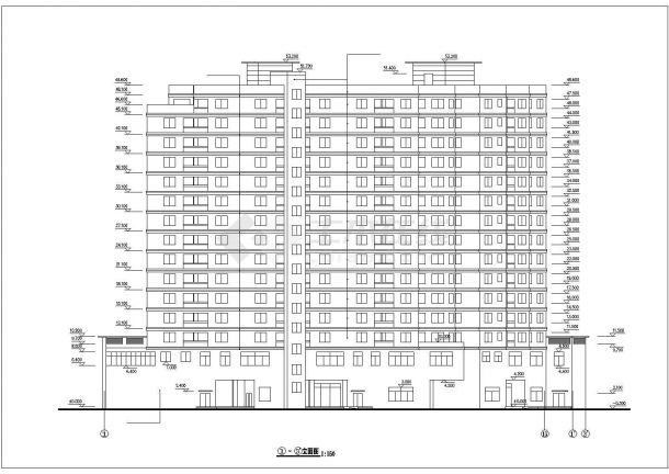 某15层框架结构商住楼平立剖面设计CAD图纸（1-2层商用）-图二