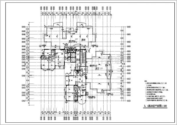 某现代小区新型高层住宅楼建筑全套设计施工方案CAD图纸-图一