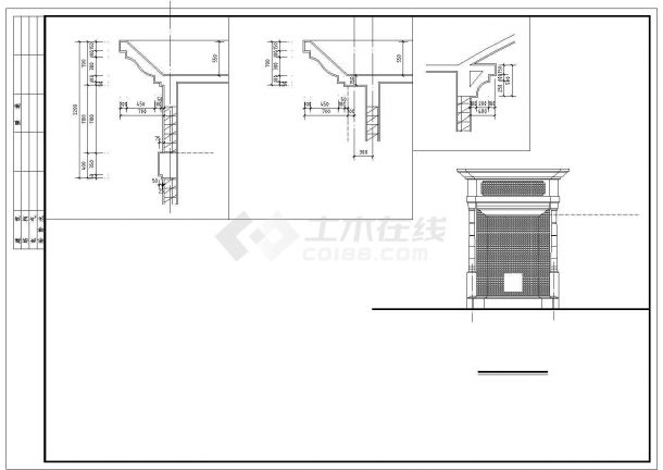 某现代商业小区大门建筑全套设计施工方案CAD图纸-图二
