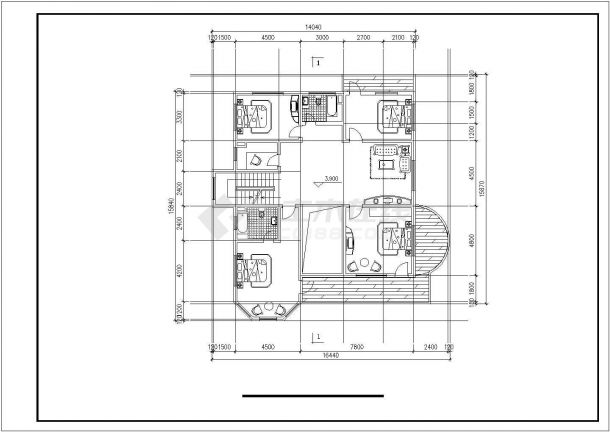 2+1车库层别墅建筑方案设计图【各层平面 2立1剖】cad 图纸-图二
