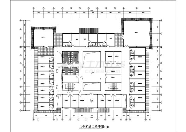 某三层框架结构民居式旅店设计CAD建筑方案图纸（标注详细）-图二