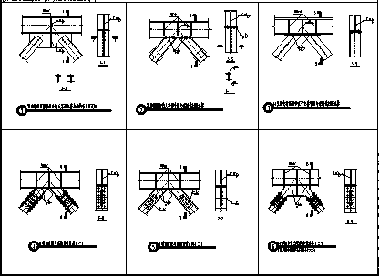 某民用钢框架人字形支撑的连接节点构造大样设计cad图纸_图1