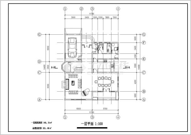 2层181.66平米别墅建筑设计图【平立剖】.cad-图二