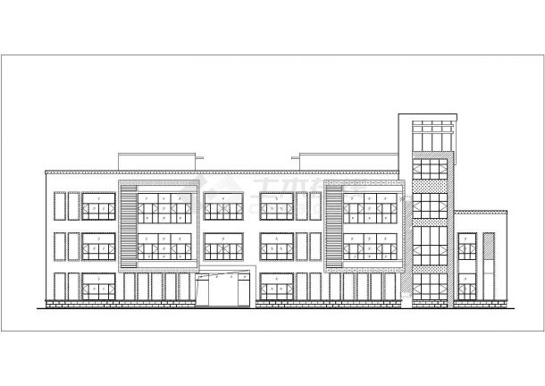 昆山市某小区2800平米3层框架结构社区幼儿园建筑CAD设计图纸-图二
