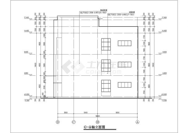 某学校2900平米左右3层框架结构学生食堂建筑CAD设计图纸-图一