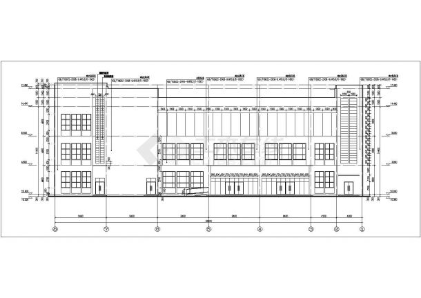 某学校2900平米左右3层框架结构学生食堂建筑CAD设计图纸-图二