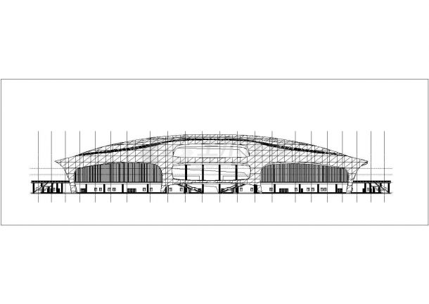 内蒙古某大学五层金属屋面足球训练馆全套平立剖面设计CAD图纸-图一