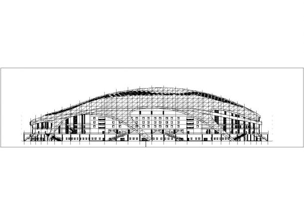 内蒙古某大学五层金属屋面足球训练馆全套平立剖面设计CAD图纸-图二