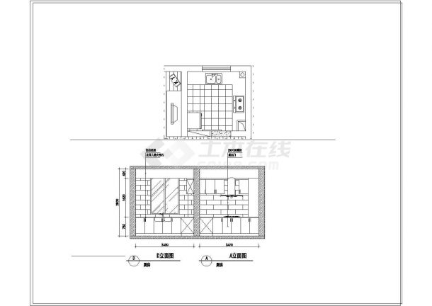 双卧室朝南家庭室内装饰工程平面cad施工图-图二