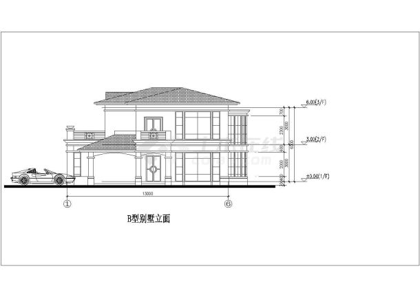  2层别墅建筑方案设计【1-2层平面 1立面】.cad-图二